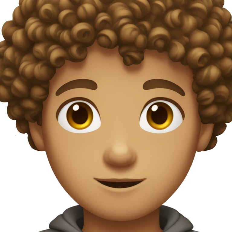 Boy With curly hair brown eyes  emoji