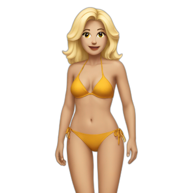 Woman blondie fifty years old in bikini emoji