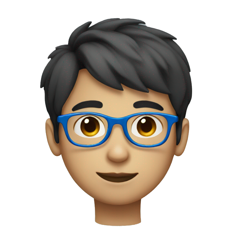 boy with blue round glasses short dark hair emoji