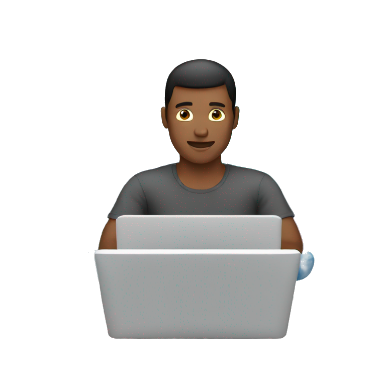 Men using laptop front emoji