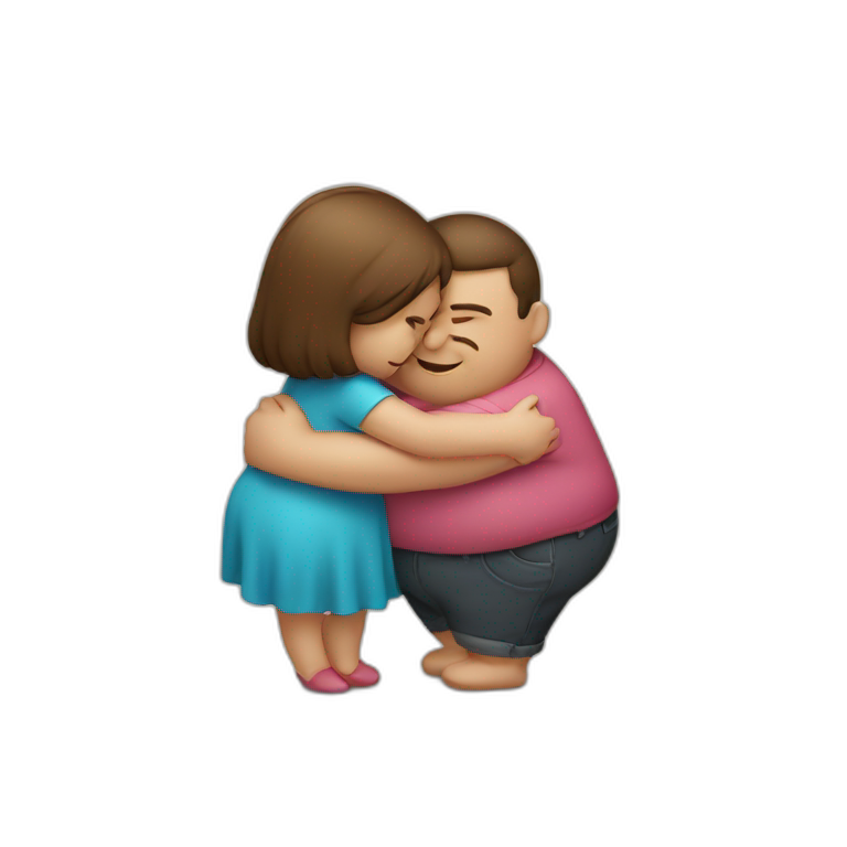 Fat boy hug slim girl emoji