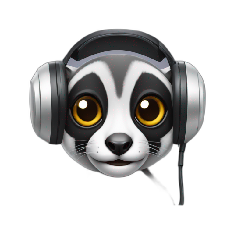 Lemur with gaming headset emoji