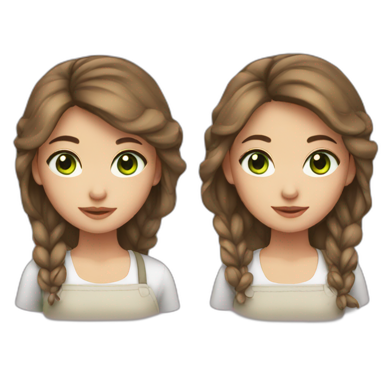 girl with brown hair and green eyes cooking emoji