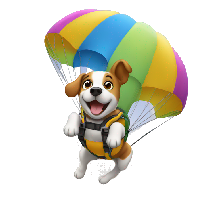jumping dog skydiving with parachute emoji