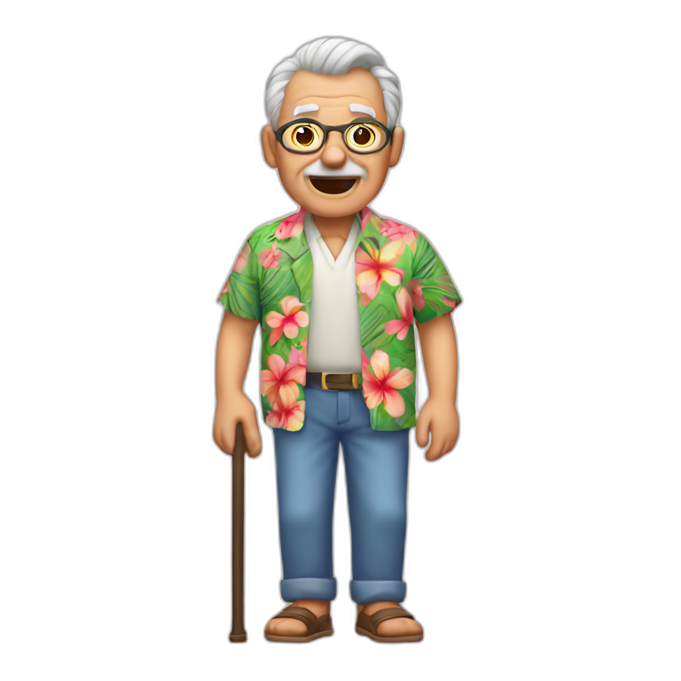 old man with cane and Hawaiian shirt emoji