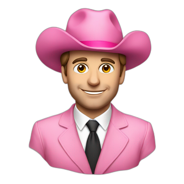 Macron with a pink hat emoji