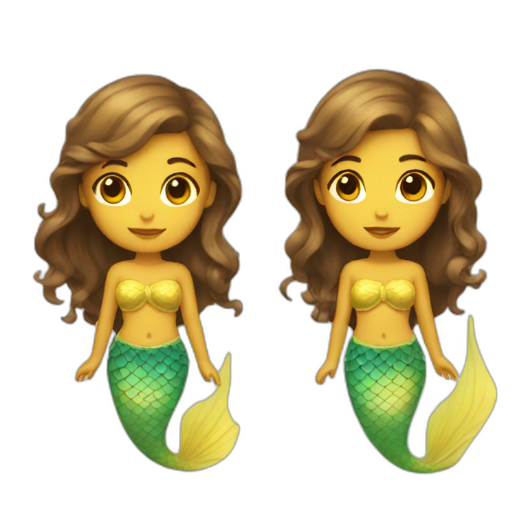 yellow tone mermaid with brown hair emoji
