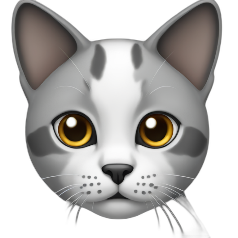 cat with white nose and grey and black ears emoji