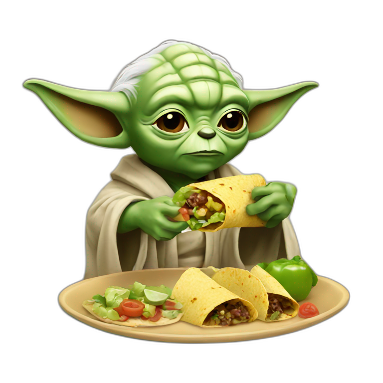Yoda eating a tacos emoji