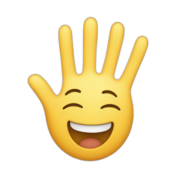 Happy face with hand peace emoji