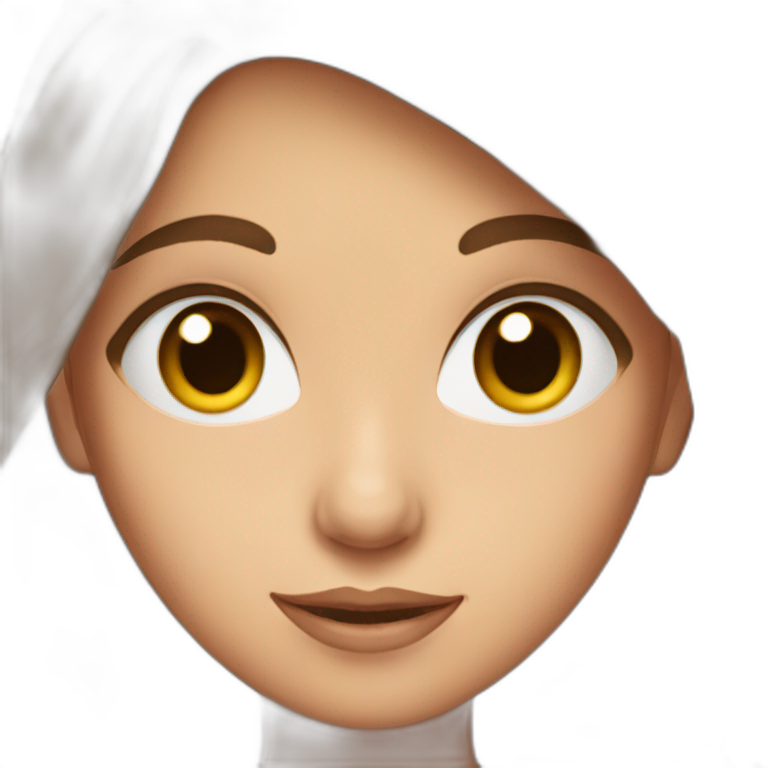 Girl with brown eyes and brown hair holding a gift emoji