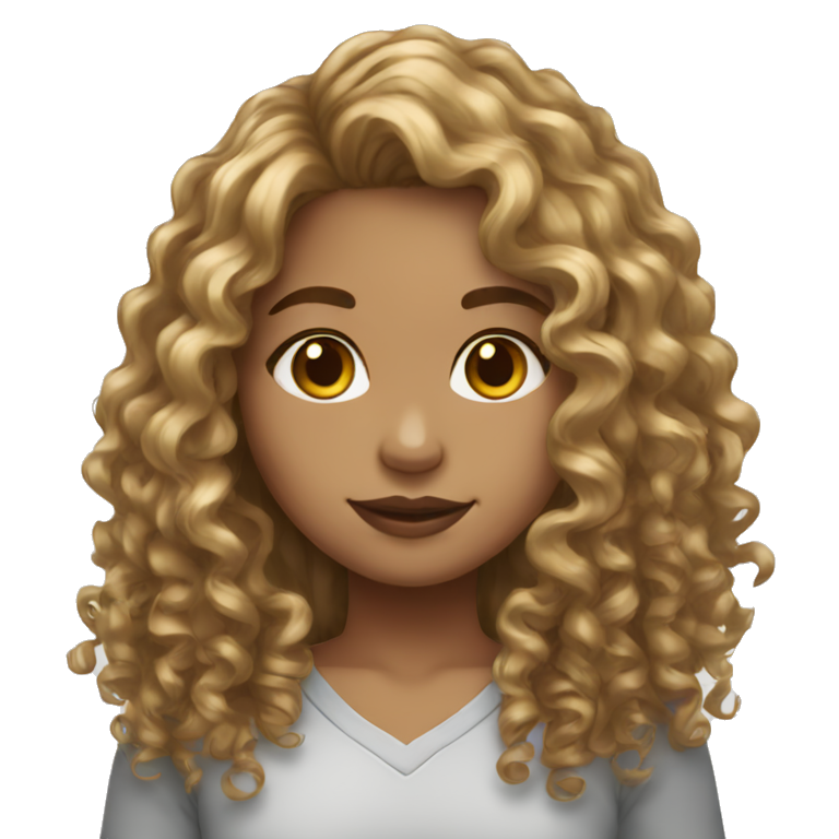 light skin girl long curly hairs emoji