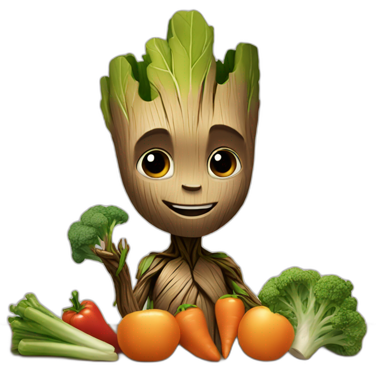 Groot eating veggies emoji