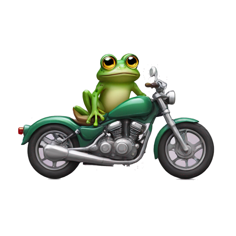 Frog with spectacles and motorbike emoji