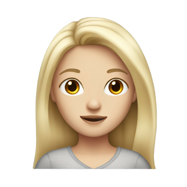 A girl with fair skin, blonde hair and gray eyes emoji