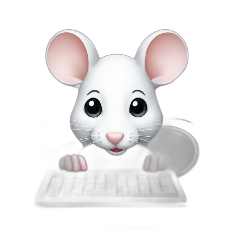 White mouse typing PC emoji