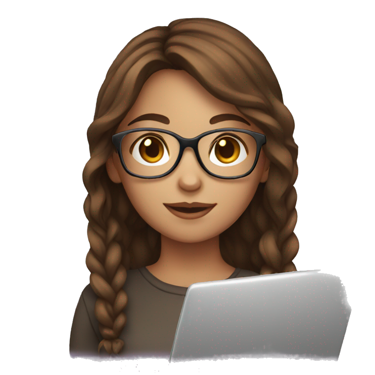 Girl with brown hair with glasses and laptop emoji