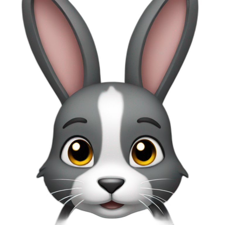 a black and grey rabbit emoji