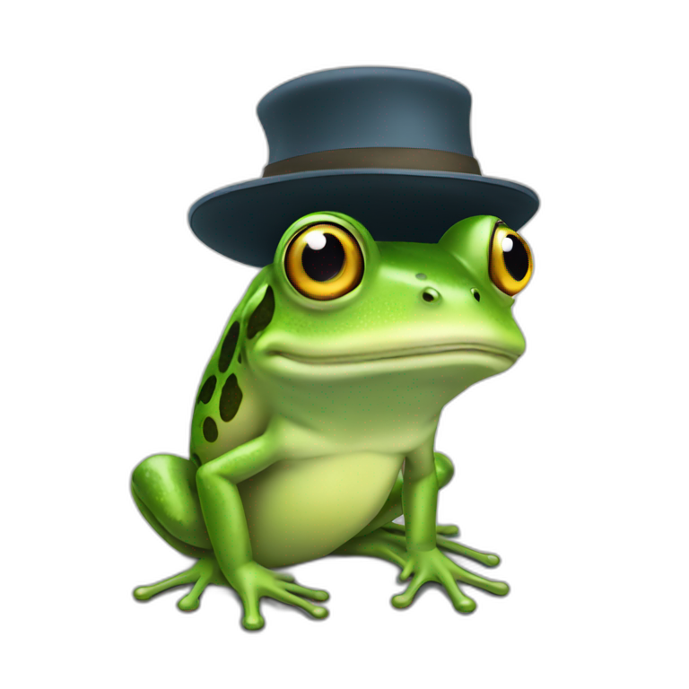 A frog with a hat emoji