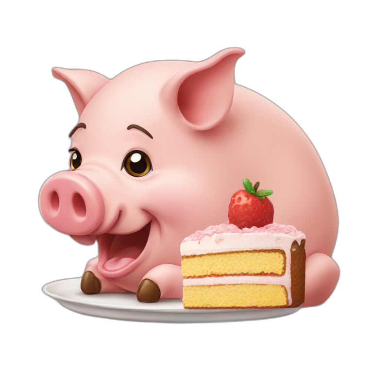pig eating cake emoji