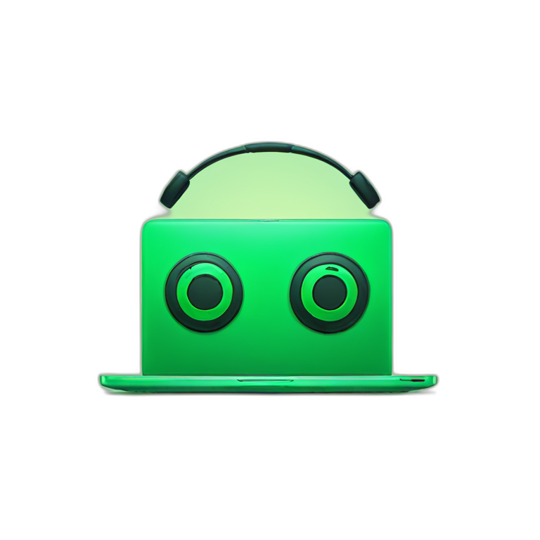 Laptop green with headphones emoji