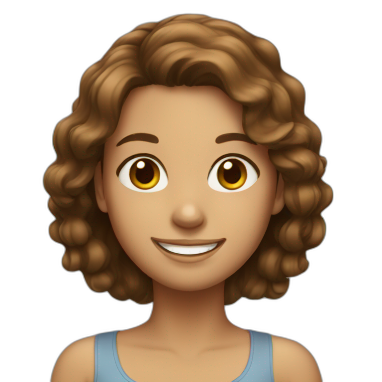 brown haired girl smiling emoji