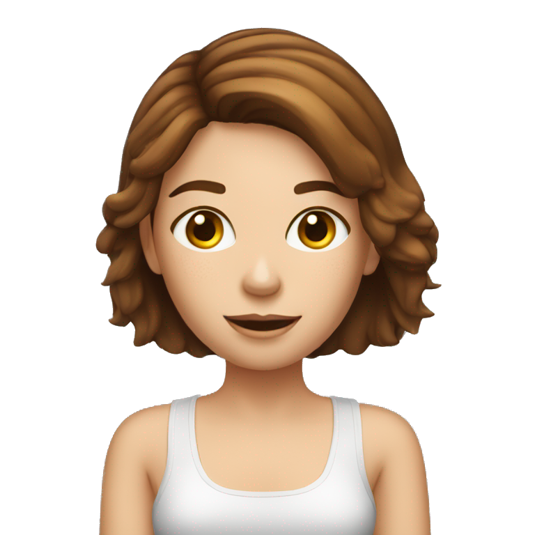 brown hair girl with freckles on her face and a computer on her hand. marketing woman emoji