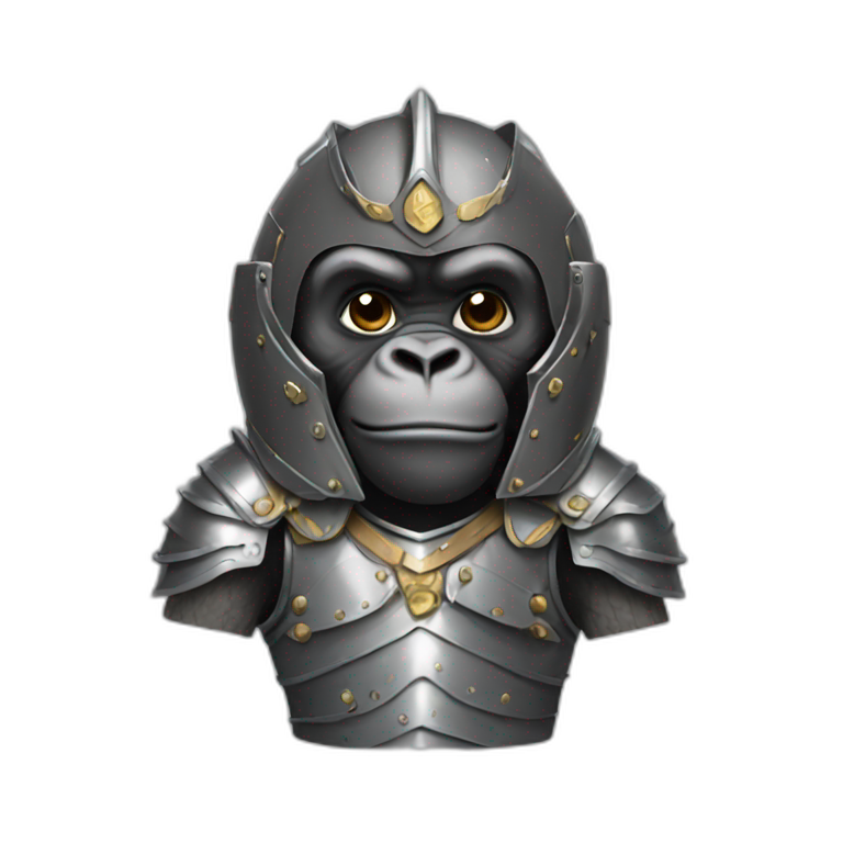 Young gorilla wearing a suit of armor emoji