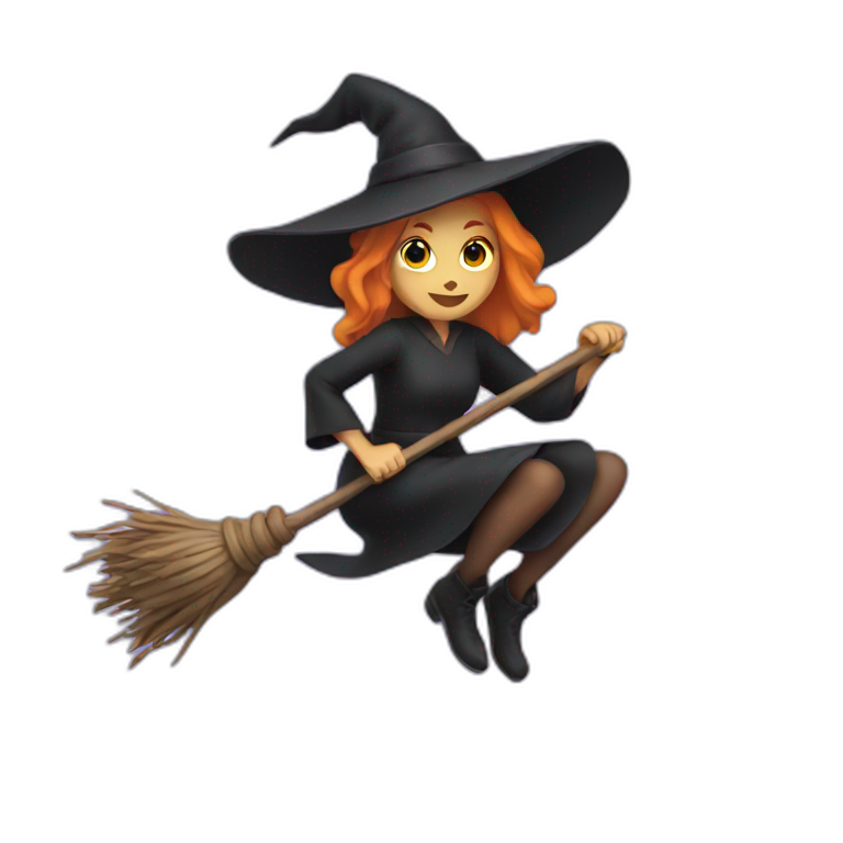 A witch on a broom emoji