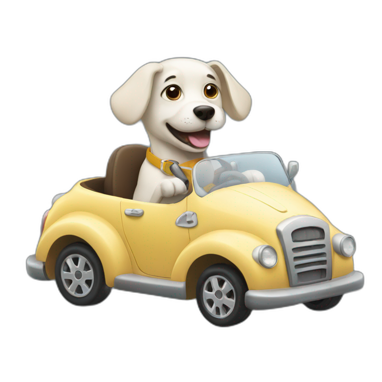 dog driving car emoji