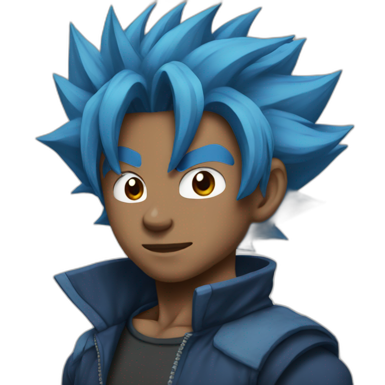 Black Goku blue hair emoji