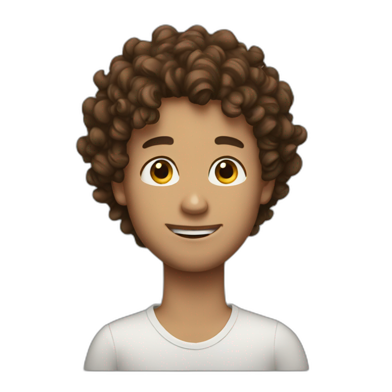 Zach with curly brown hair emoji
