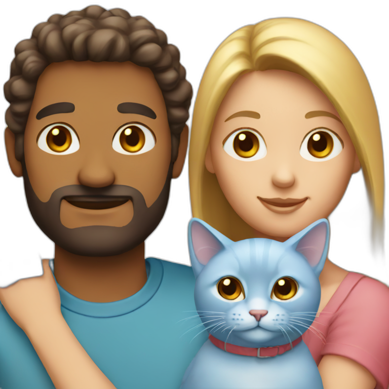 family three people two cats one bird blue less detail emoji