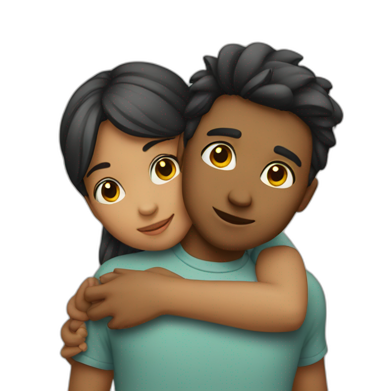 girl hugging boy emoji