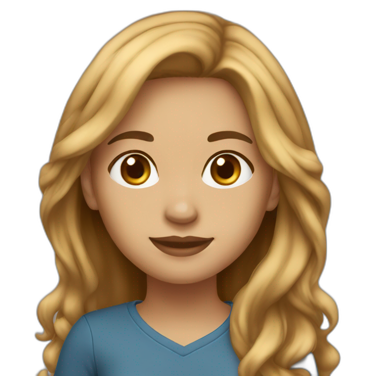 light skin girl long brown hairs with laptop emoji