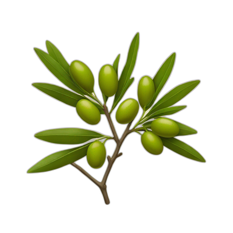 one olive branch with two buds and few leaves emoji