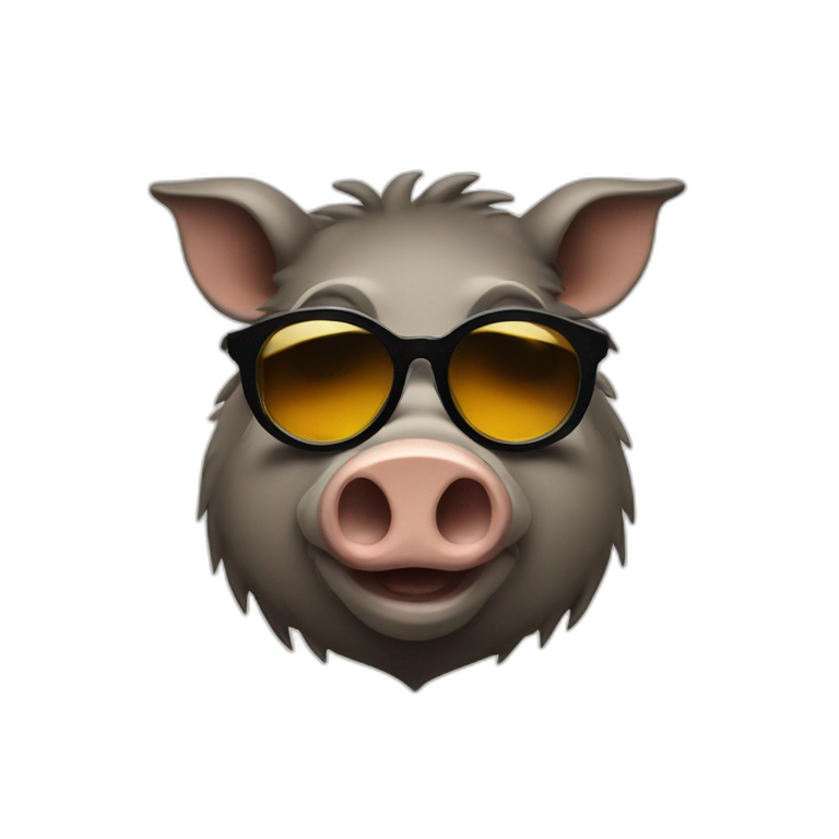 Smirking boar with sunglasses emoji