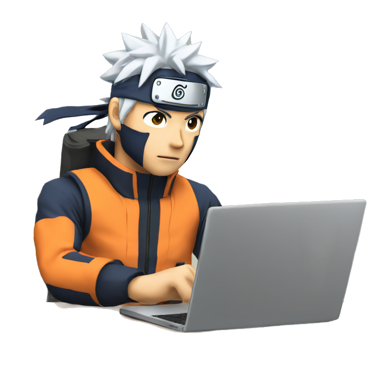 naruto coding with laptop emoji