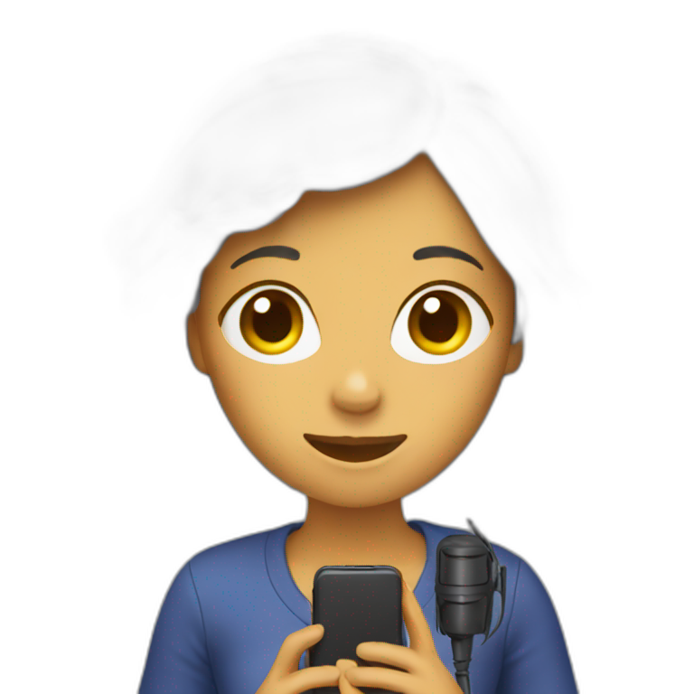 female recording video with phone emoji