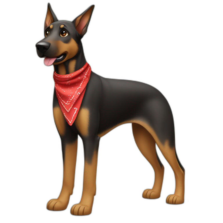 65% Coonhound 35% German Shepherd mix dog wearing small plain red bandana side view full body left facing emoji