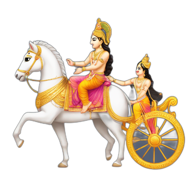 Lord Krishna with Arjun in chariot emoji