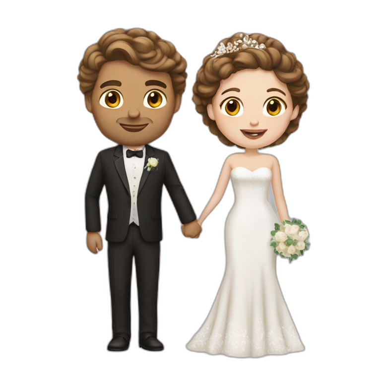 white couple people wedding brown hair emoji