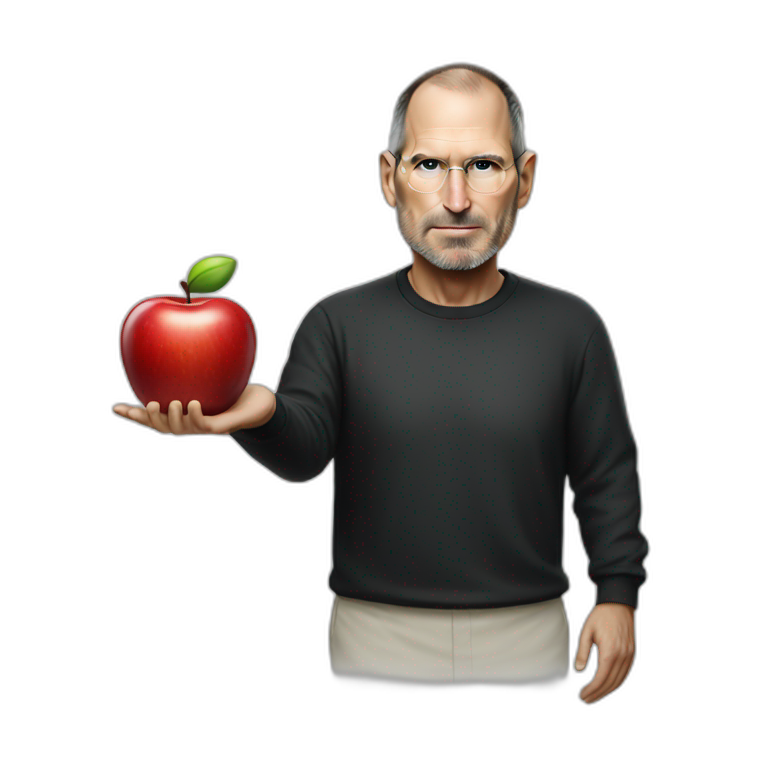 Steve jobs with apple head emoji