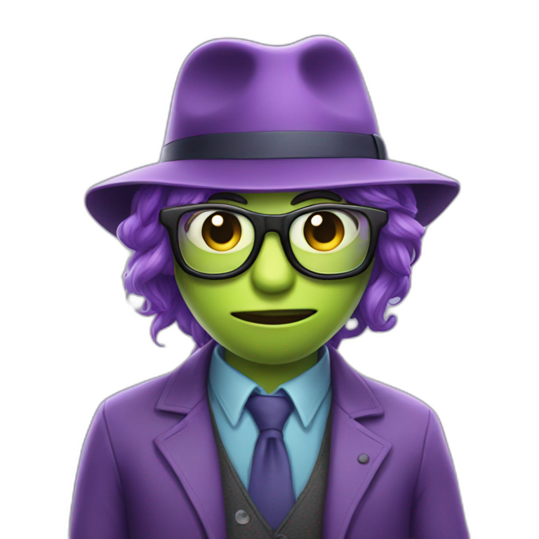 nerdy violet monster working as detective emoji