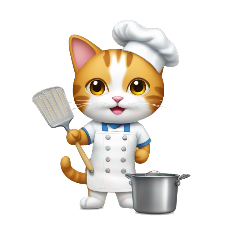 cute cat cleaning chef  emoji