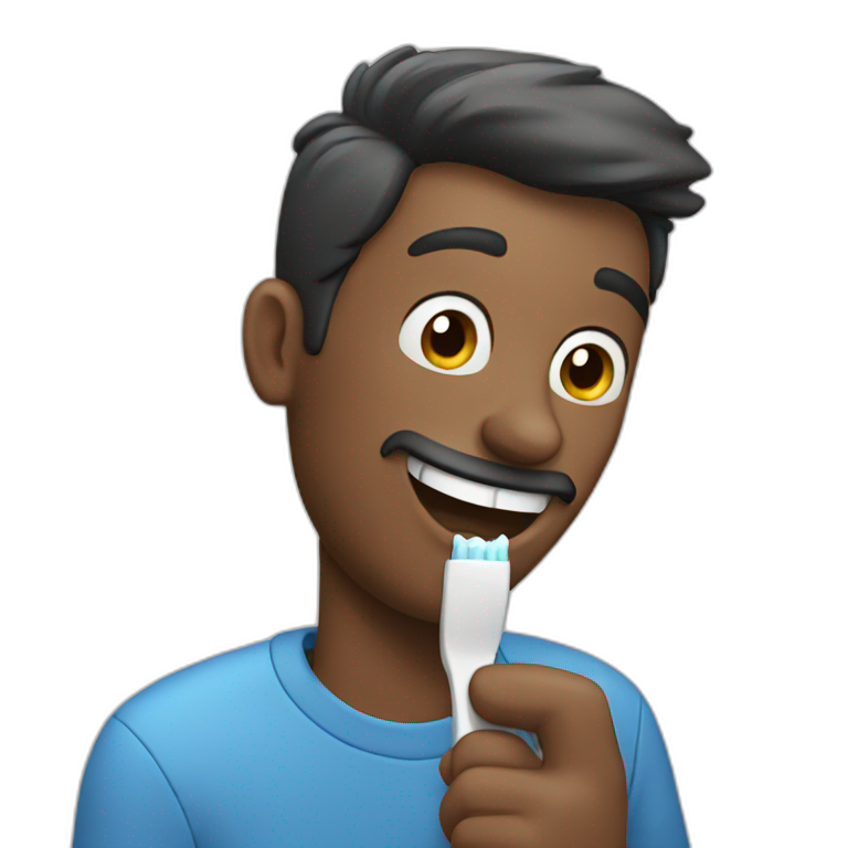 A man brushes his teeth emoji