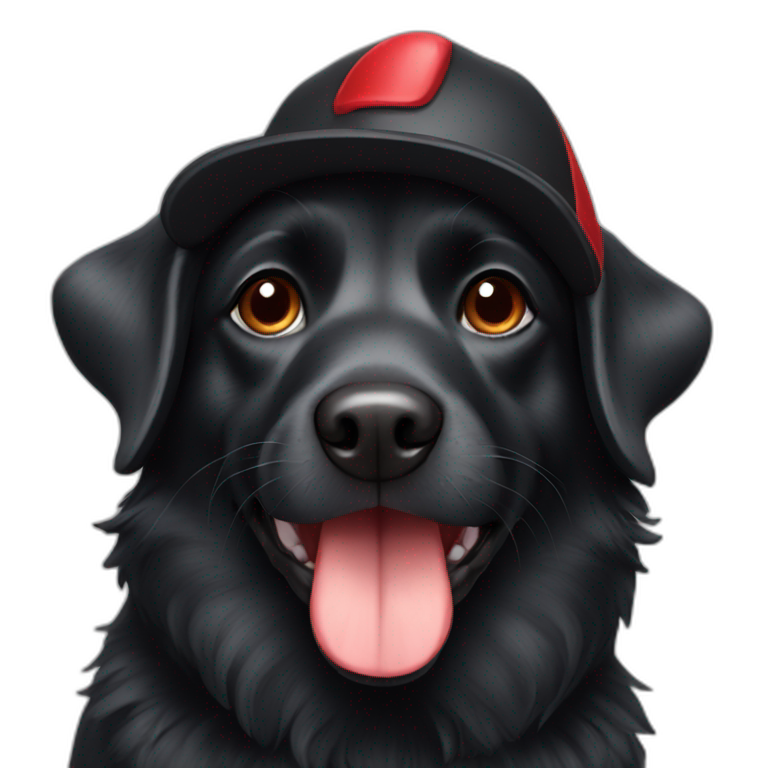 black dog with red hat emoji