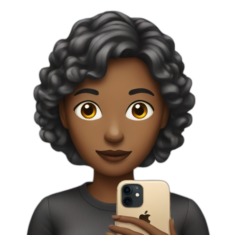 Woman with iphone emoji