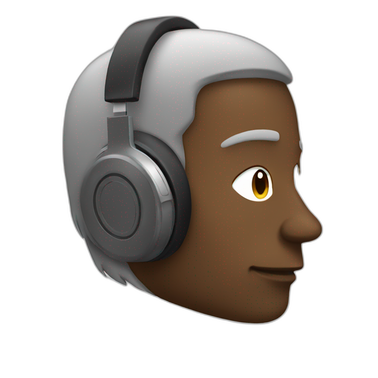 man with headphones listening in peace emoji