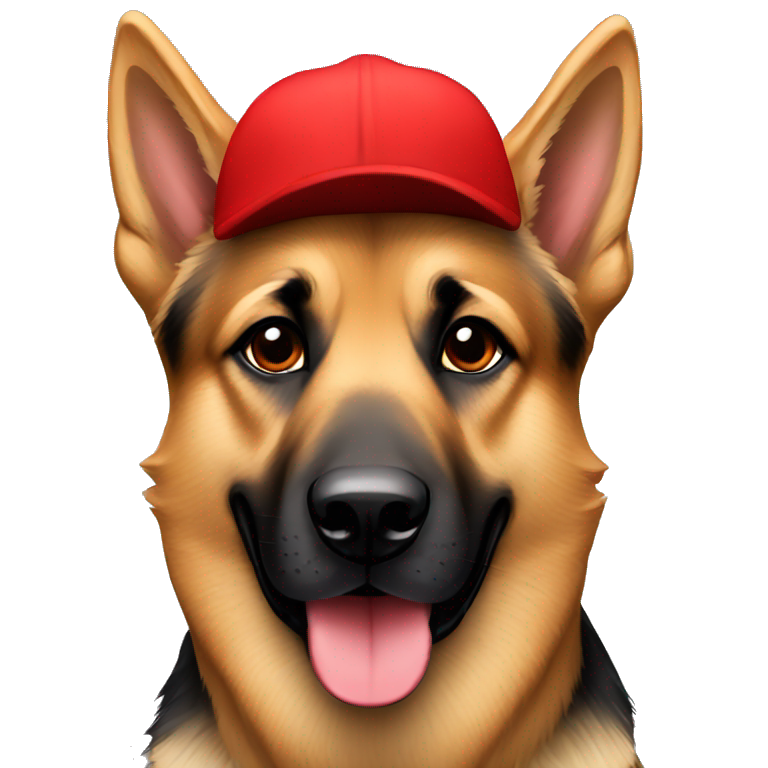 German Shepard with red cap emoji